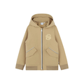 BOSS Kids Logo-Embroidered Zip-Up Hoodie in Camel Beige