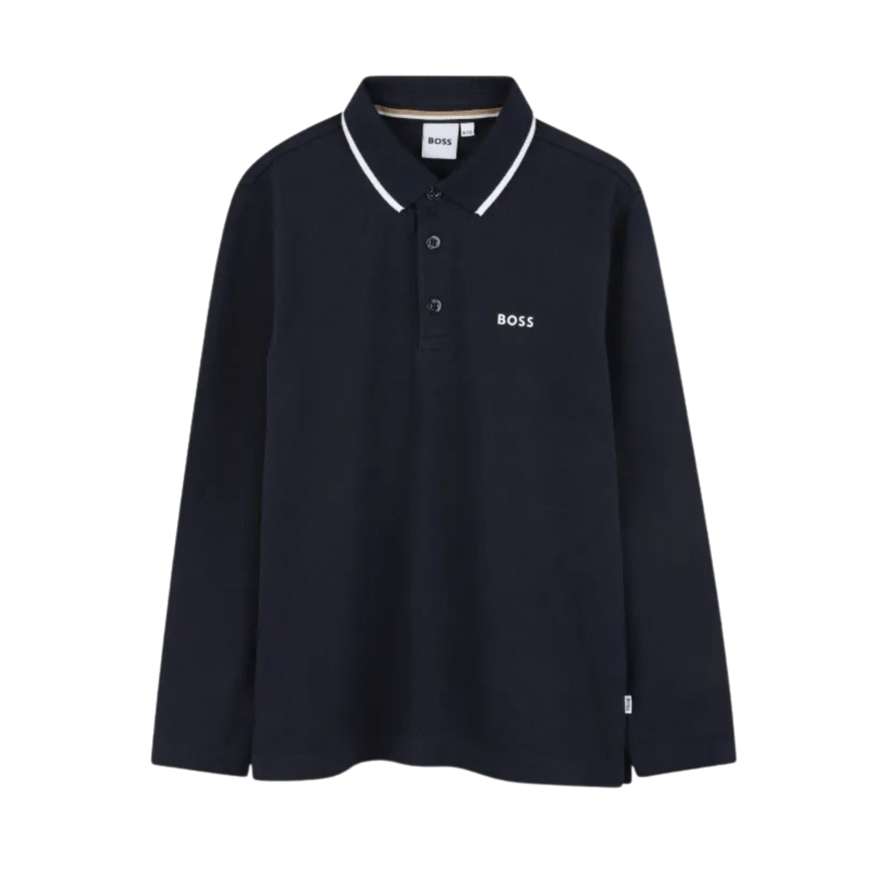 BOSS Kids Long-Sleeve Polo Shirt in Navy Blue