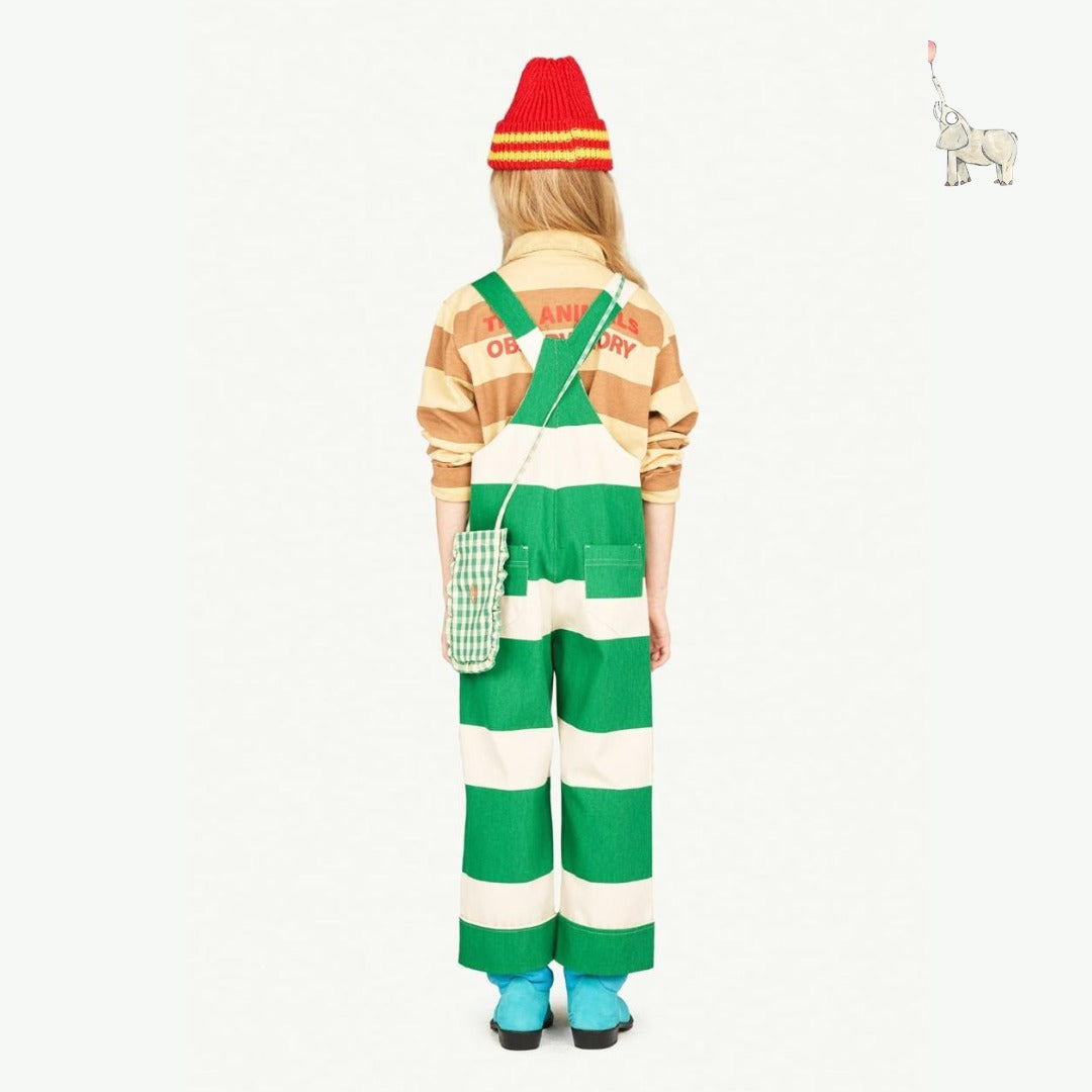 The Animals Observatory Kids Striped Cotton Dungarees
