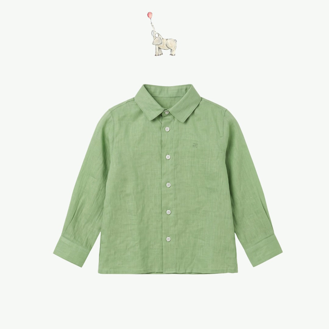 Abel & Lula Green White Strip Linen