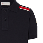 Moncler Kids Cotton Piqué Polo Shirt in Navy