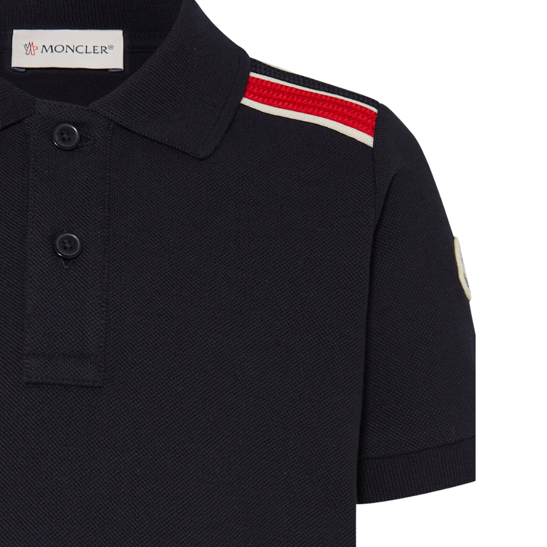 Moncler Kids Cotton Piqué Polo Shirt in Navy