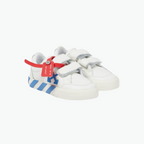 Off-White Canvas Vulcanized Royal Blue and White Sneakers