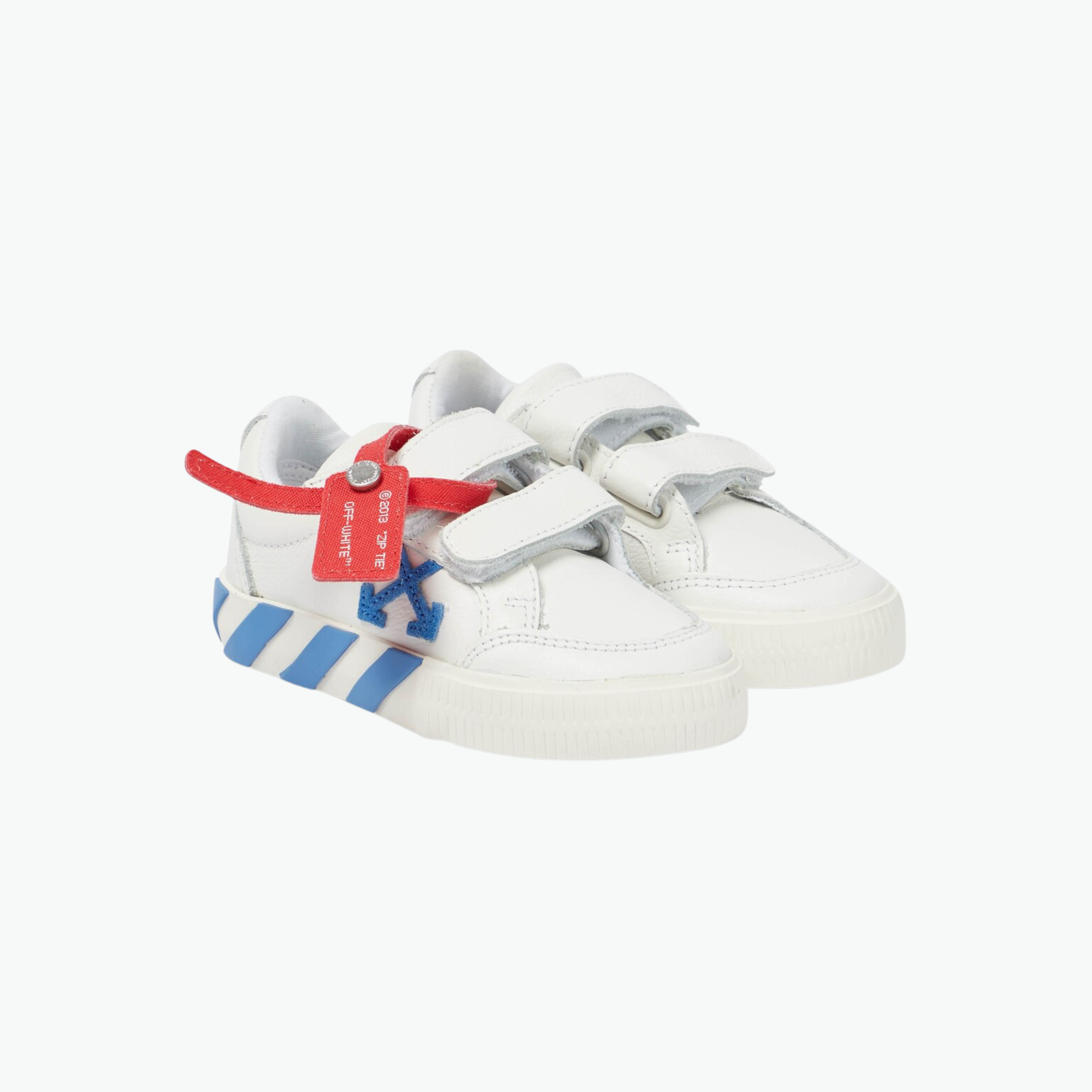Off-White Canvas Vulcanized Royal Blue and White Sneakers