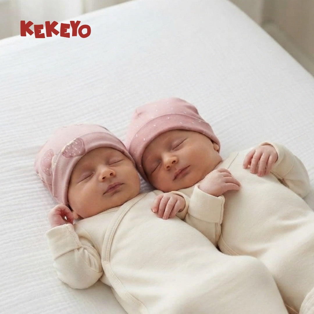 Mother Choice Baby Cotton Cap Beanies - Pack of 2 | Pink Series