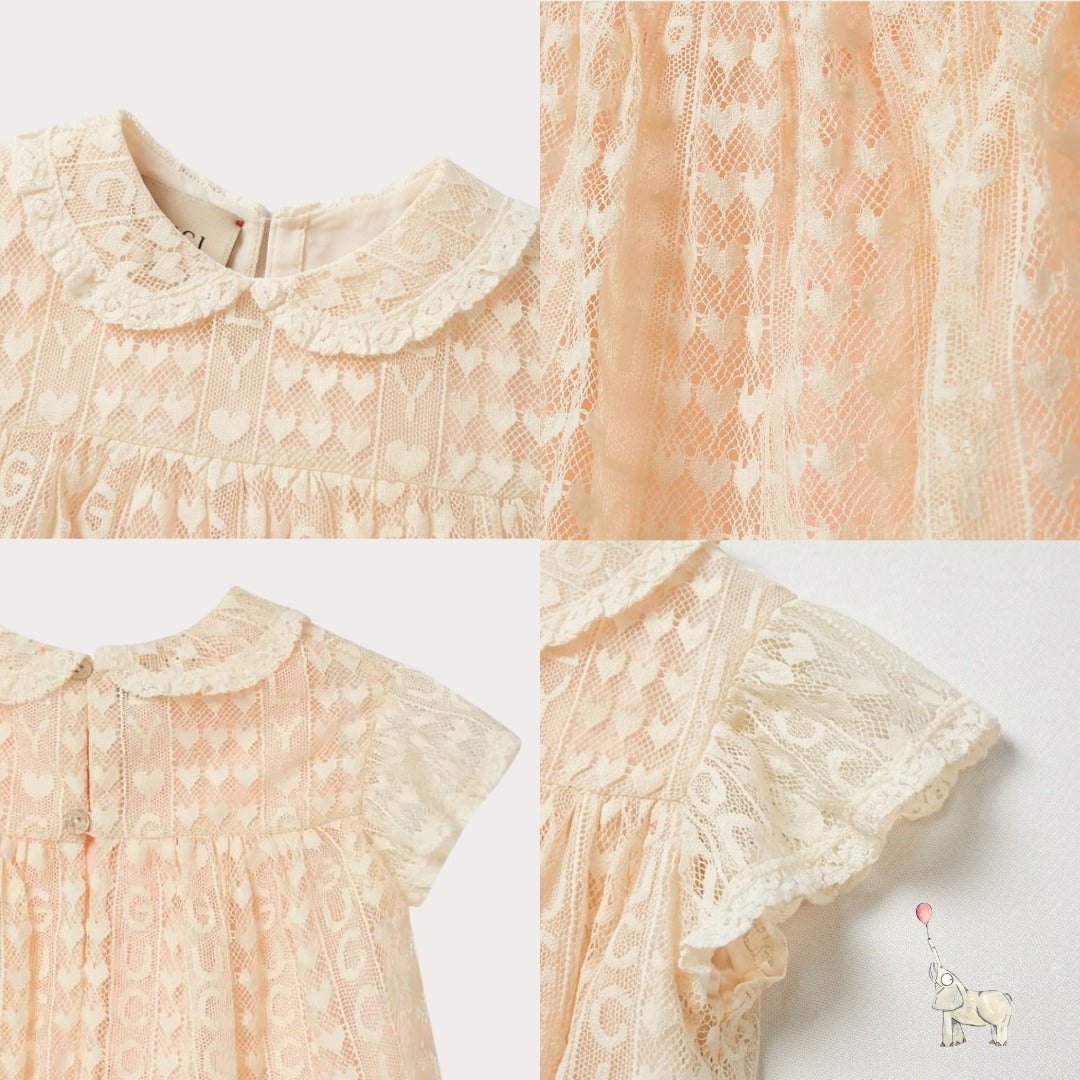 Gucci Logo Lace Dress in Cotton | 3Y