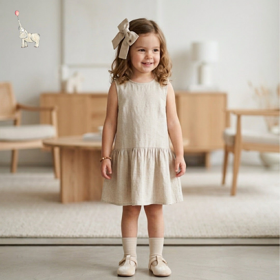 Kekeyo Dress & Hairpiece Koko Linen | 6Y
