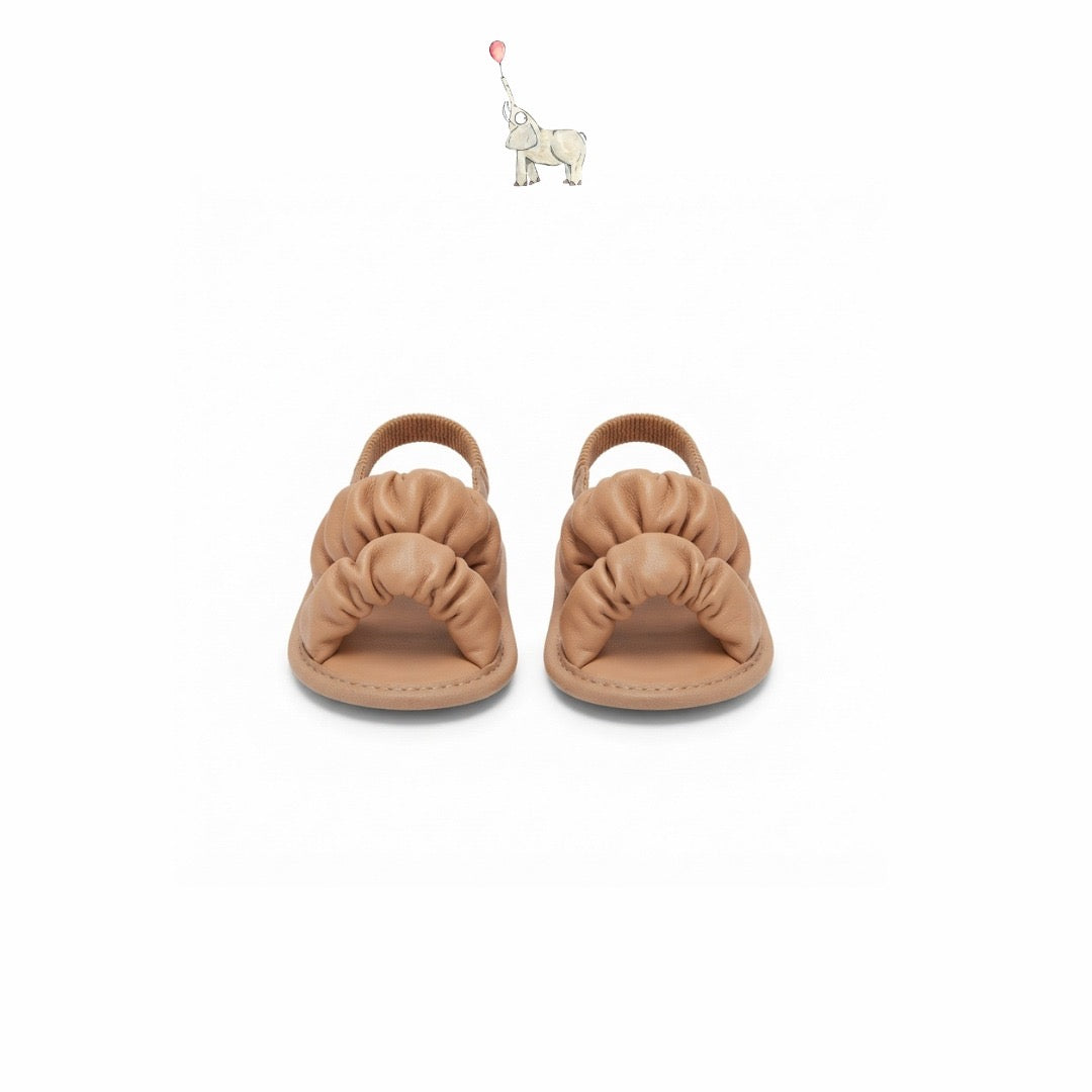 Mammyeve Ruched Double Strap Sandals | Soft Brown
