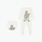 Stella McCartney Kids Bear Print Cotton Romper Bibs Pajamas
