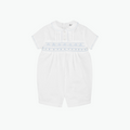 Sarah Louise White Blue Smocked Shortie Romper