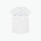 Sarah Louise White Blue Smocked Shortie Romper