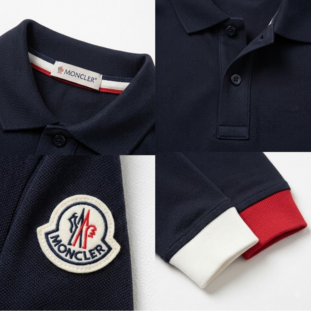 Moncler Enfant logo-patch long-sleeved Polo Shirt | 12Y