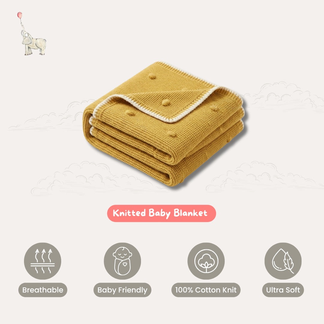 KEKEYO Blanket Pearl Mustard Knit