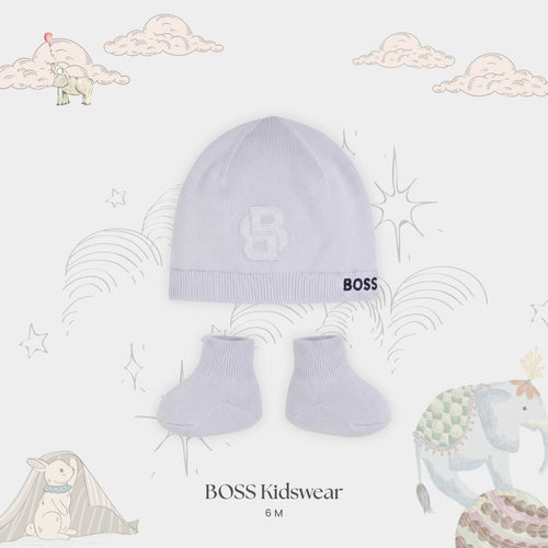 Boss Embroidered Beanie and Pre-Walker Set | Blue