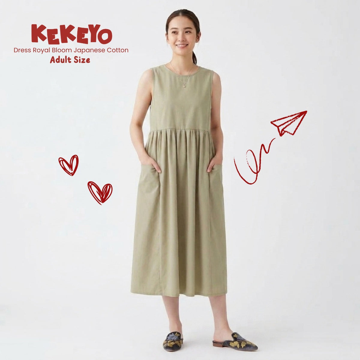 Kekeyo Dress Royal Bloom Japan Cotton Beige | 8Y 10Y 12Y S M L