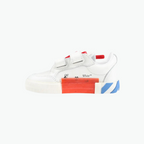 Off-White Canvas Vulcanized Royal Blue and White Sneakers