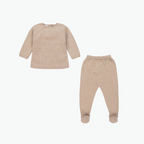 Paz Rodriguez Babysuit Two-Piece Set in Beige