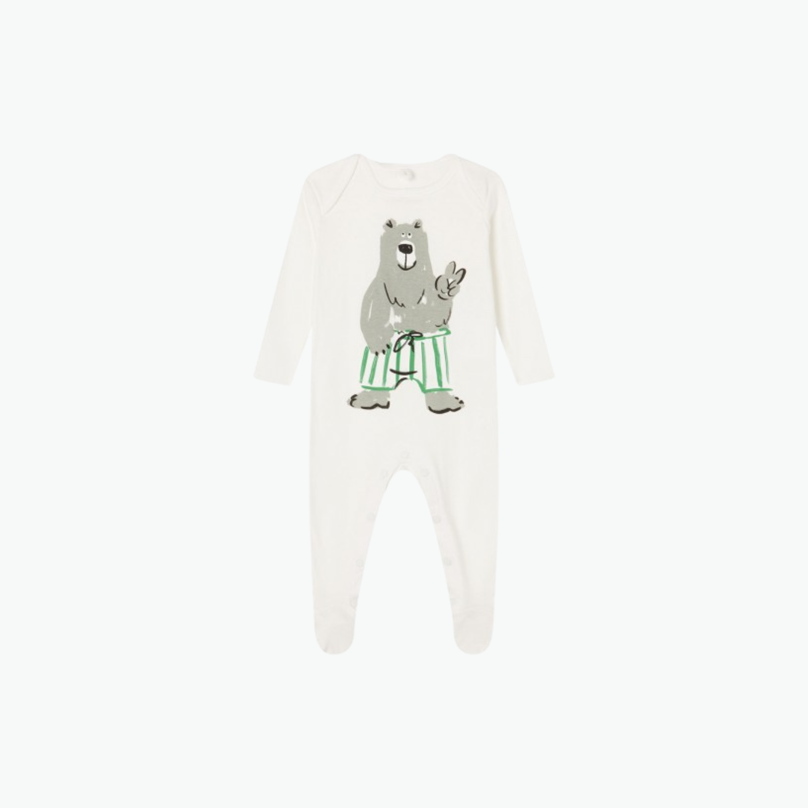 Stella McCartney Kids Bear Print Cotton Romper Bibs Pajamas