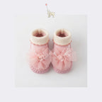 Mammyeve Baby Shoes 7 | Pink Flower Sock Booties | PreWalker | One Size