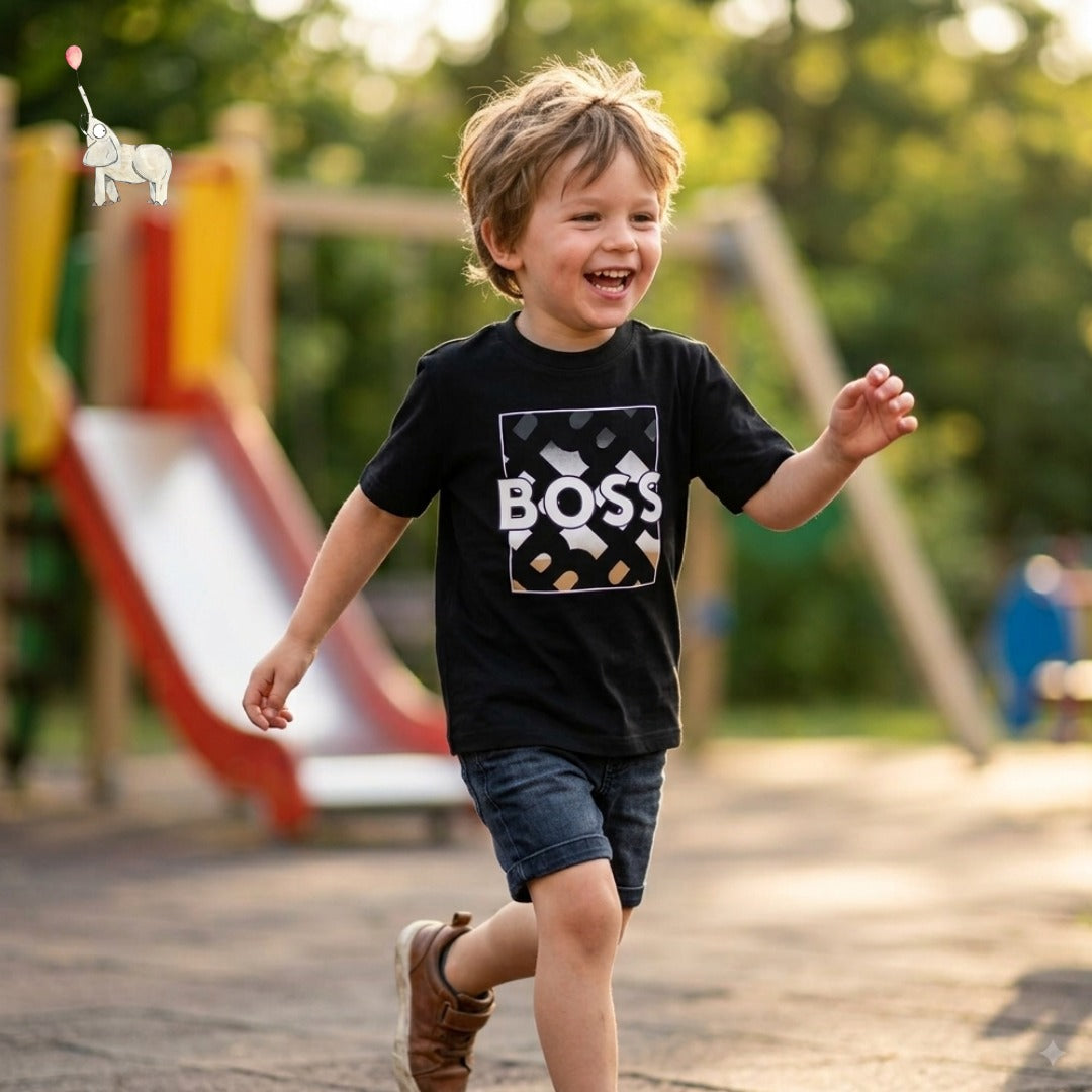 Boss Logo Print T-Shirt Black
