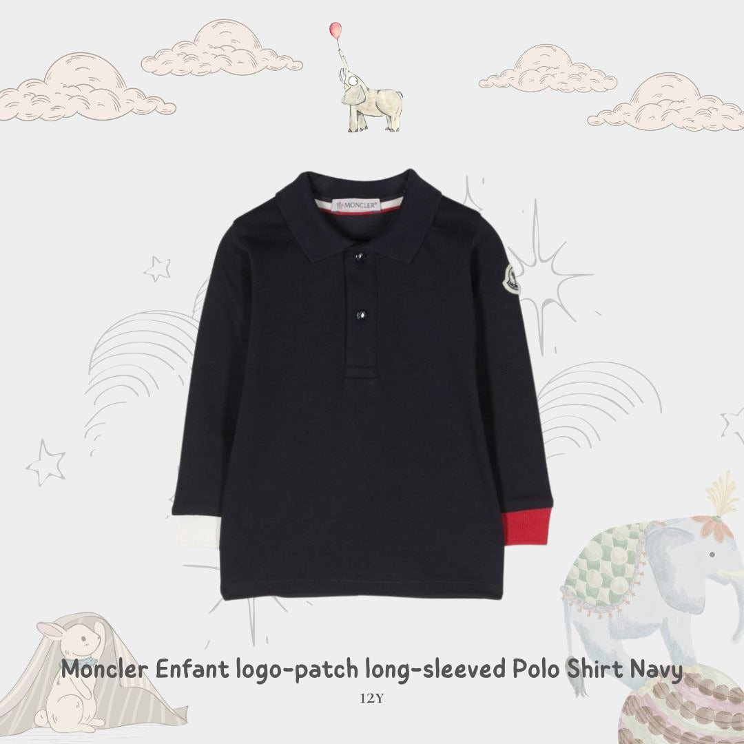 Moncler Enfant logo-patch long-sleeved Polo Shirt | 12Y