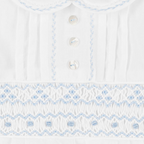 Sarah Louise White Blue Smocked Shortie Romper