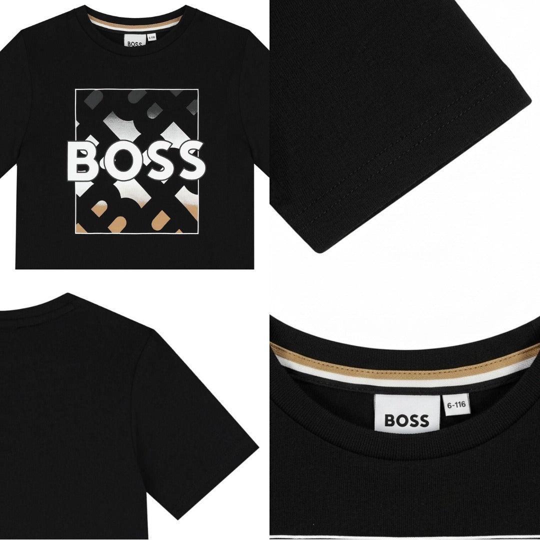 Boss Logo Print T-Shirt Black