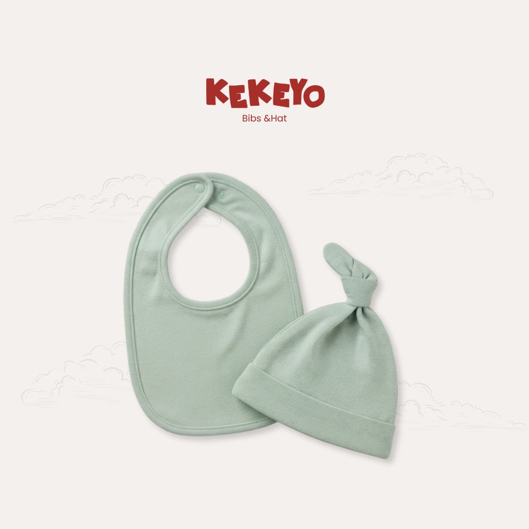 Kekeyo 2-in-1 Baby Set (Hat & Bibs) 0-3M Newborn | Green Series