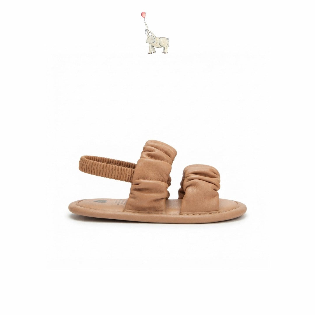 Mammyeve Ruched Double Strap Sandals | Soft Brown