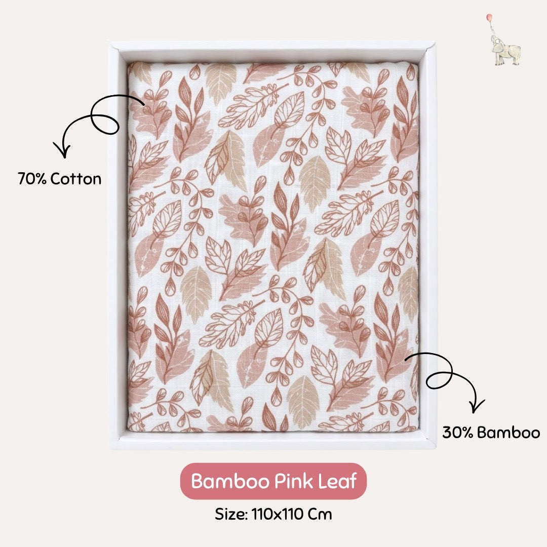 KEKEYO Swaddle Bamboo Pink Leaf