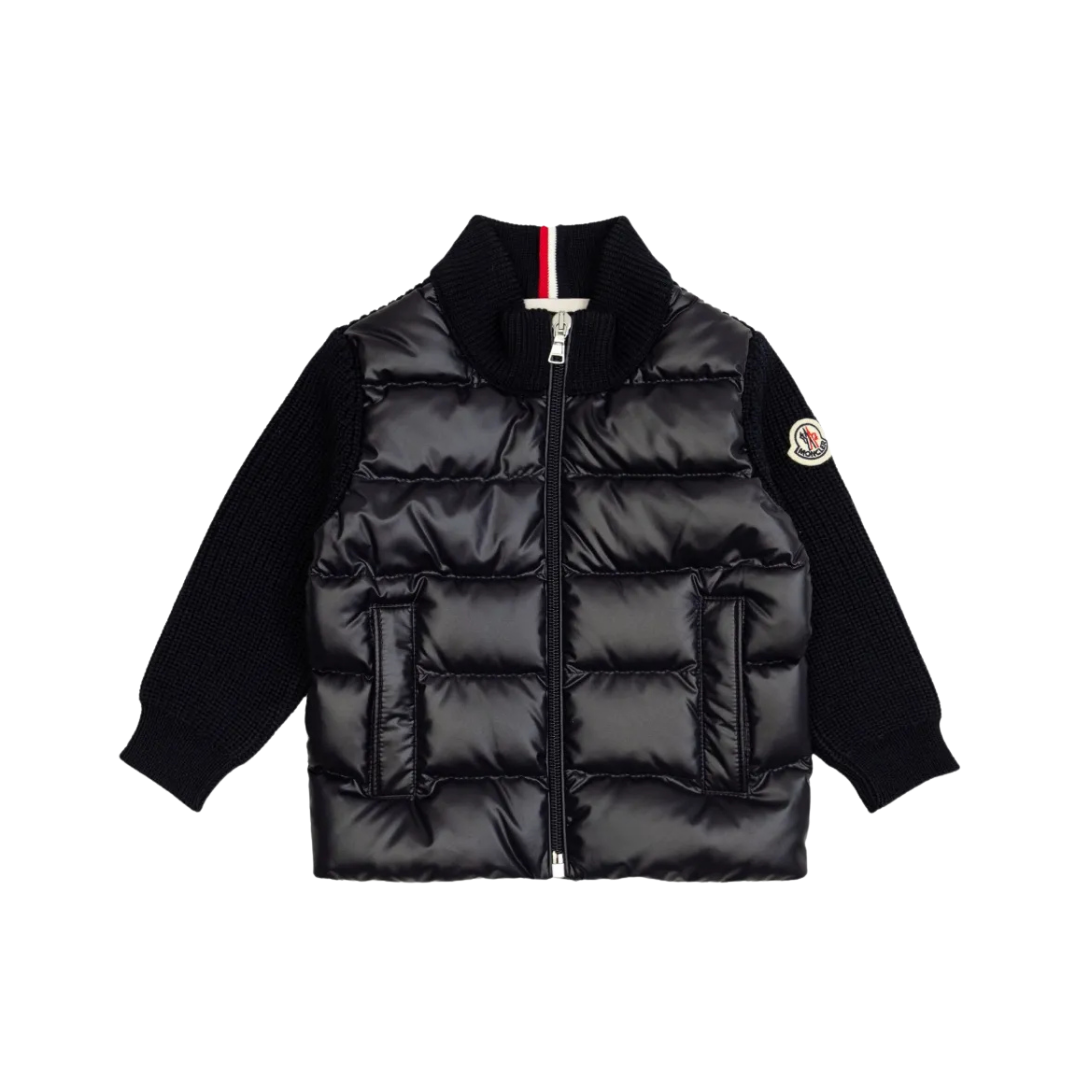 Moncler Kids Quilted Knit Cardigan in Black