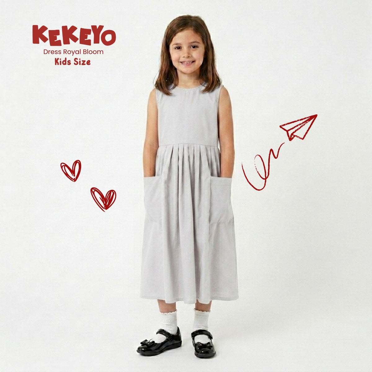 Kekeyo Dress Royal Bloom Grey | 8Y 10Y 12Y S M L