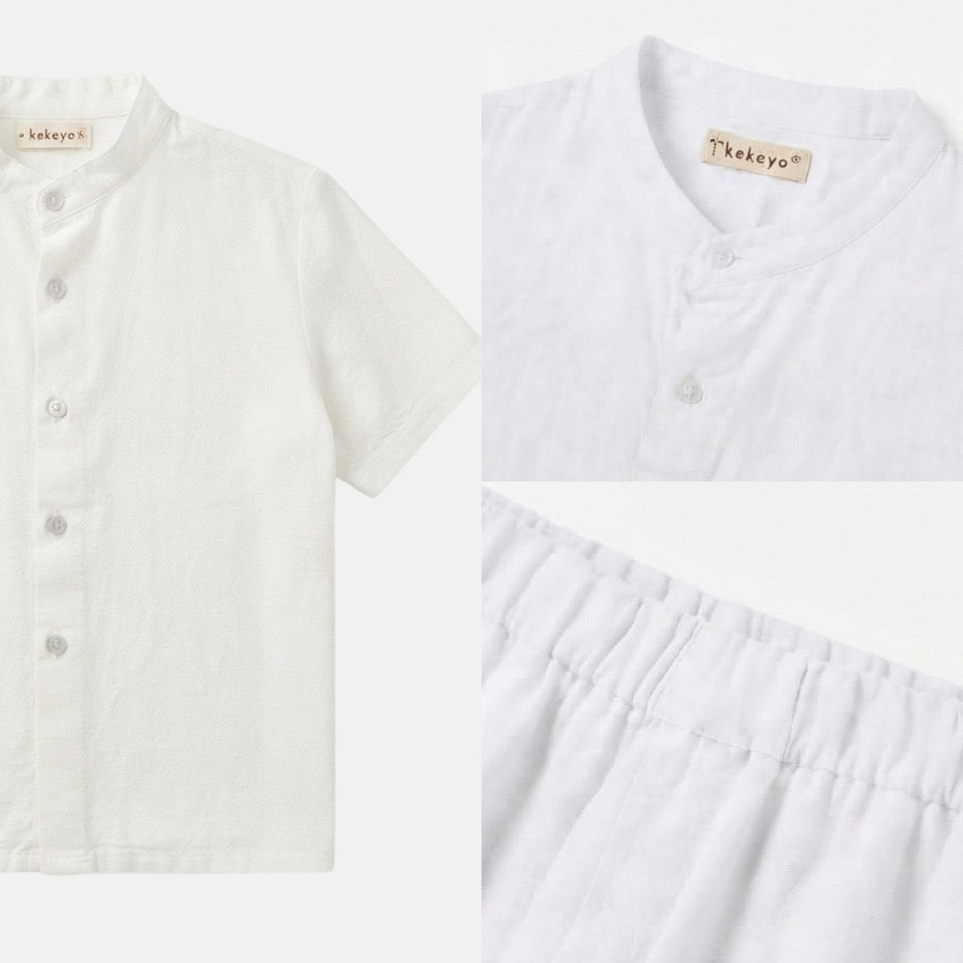 Kekeyo Linen Short-Sleeve Koko Shirt Top | 2-14Y