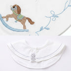 Kekeyo Baby Bibs - White Floral Vine Rocking Horse Motif