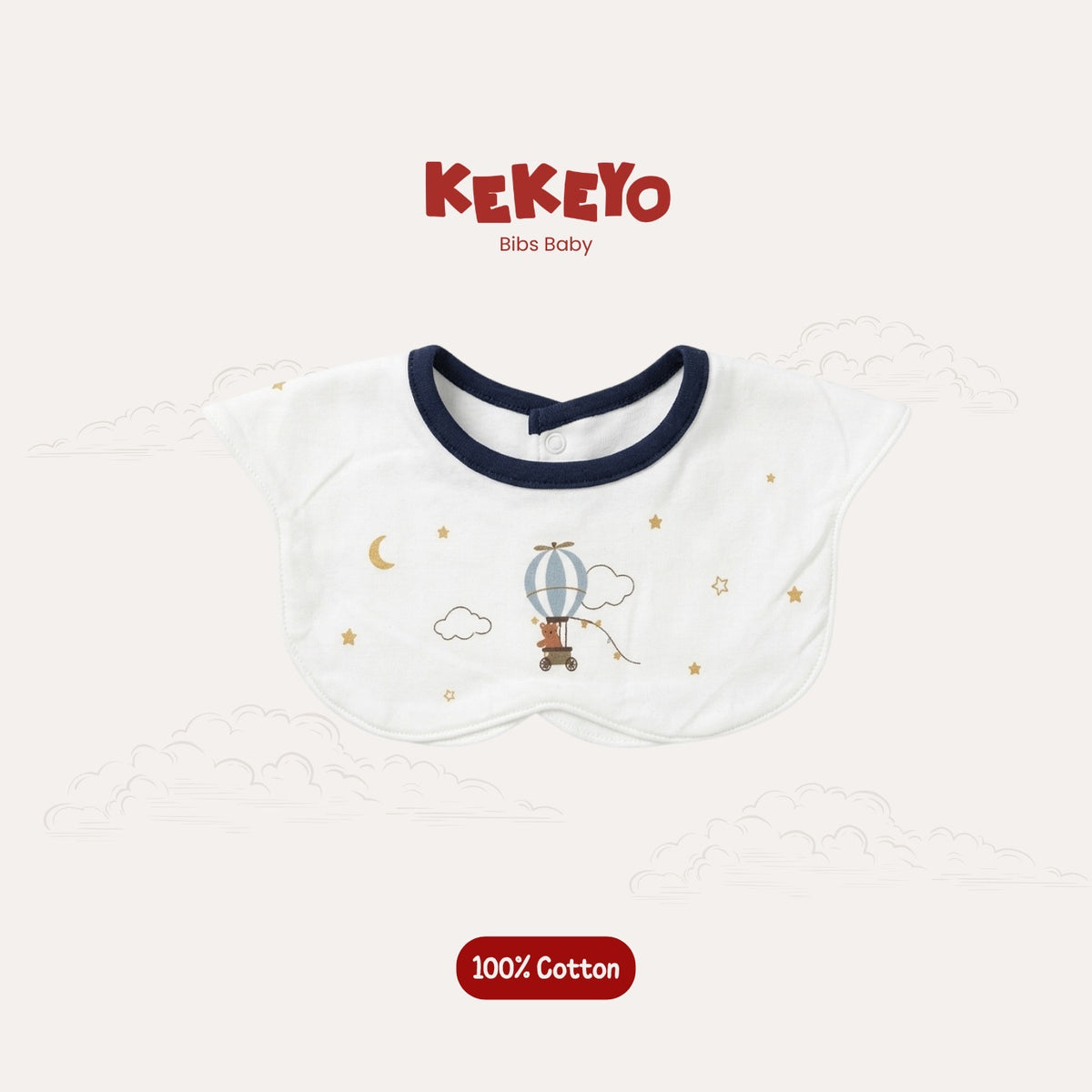 Kekeyo Baby Bibs - Hot Air Ballon Bear Motif