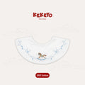 Kekeyo Baby Bibs - White Floral Vine Rocking Horse Motif