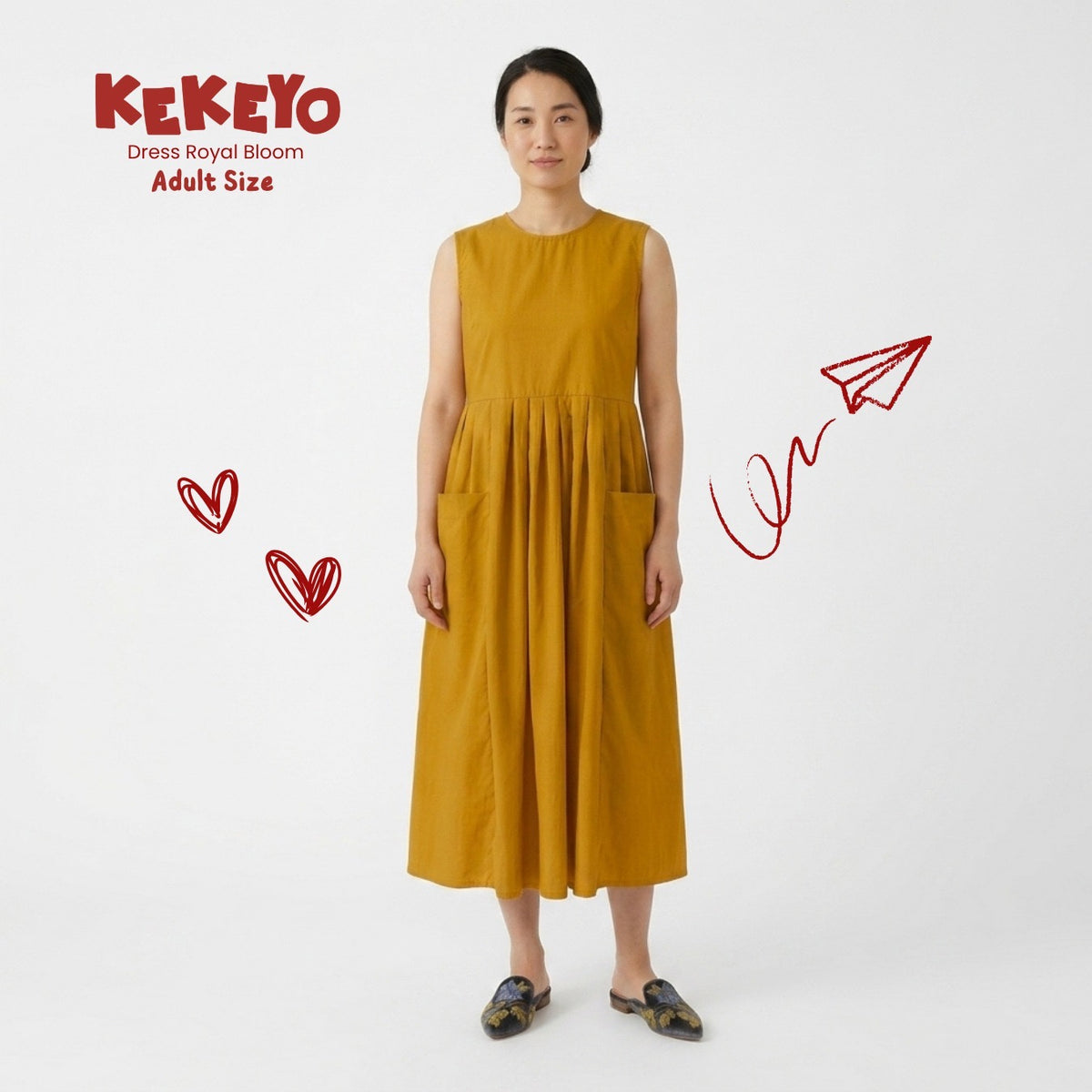 Kekeyo Dress Royal Bloom Mustard | 8Y 10Y 12Y S M L