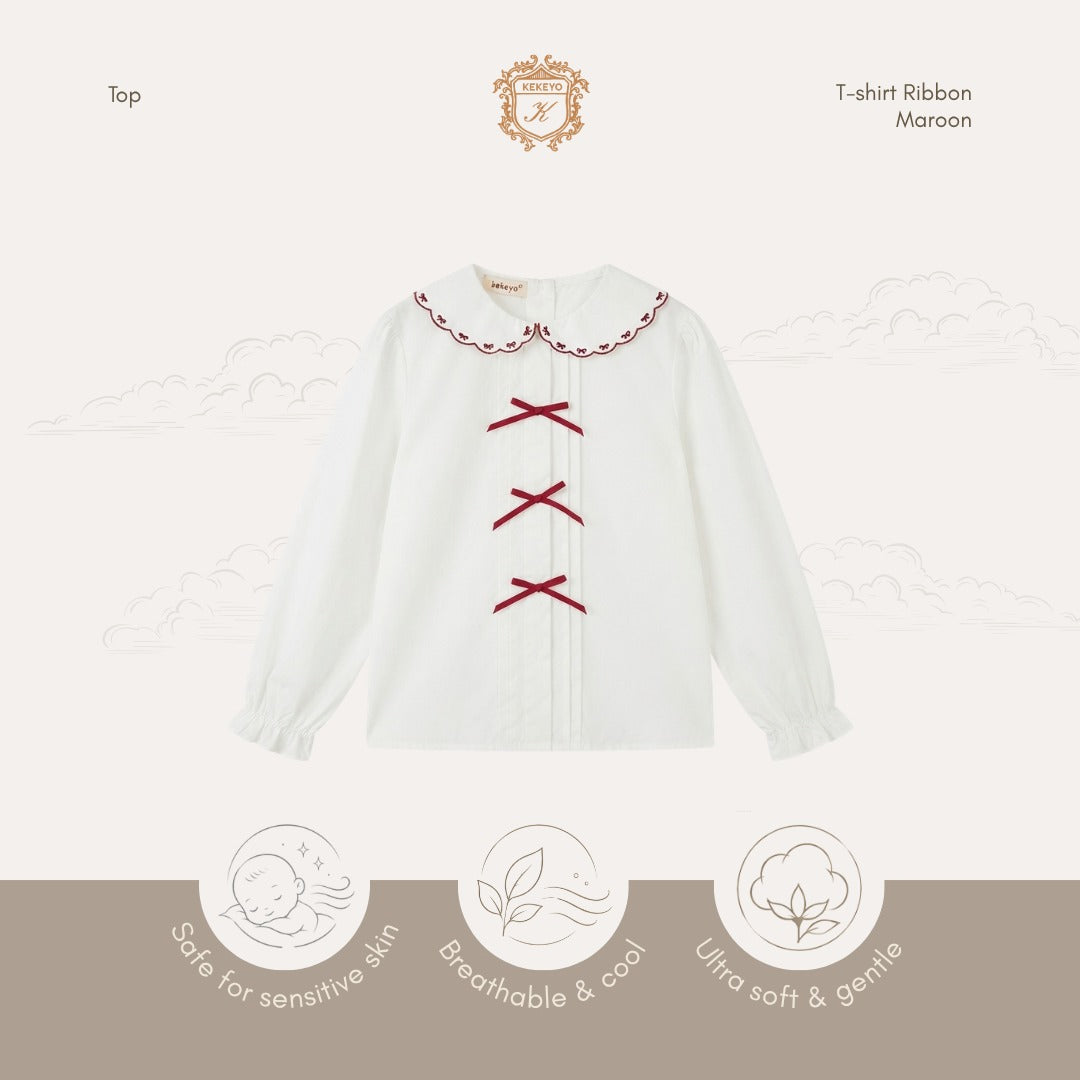 Kekeyo T-shirt Ribbon Maroon | 8Y