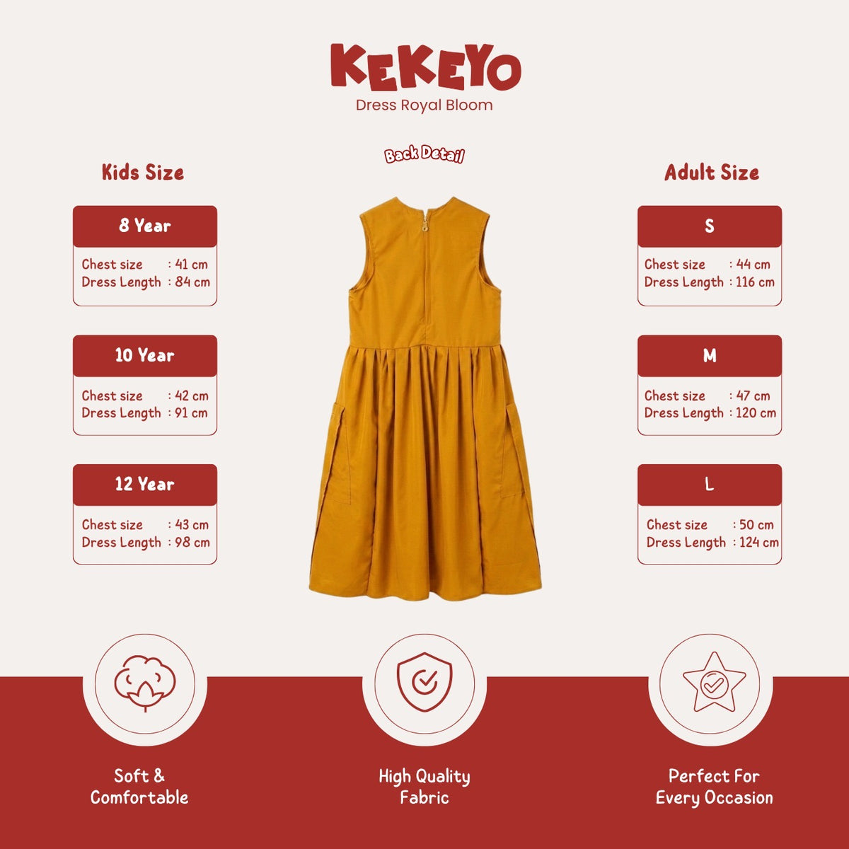 Kekeyo Dress Royal Bloom Mustard | 8Y 10Y 12Y S M L