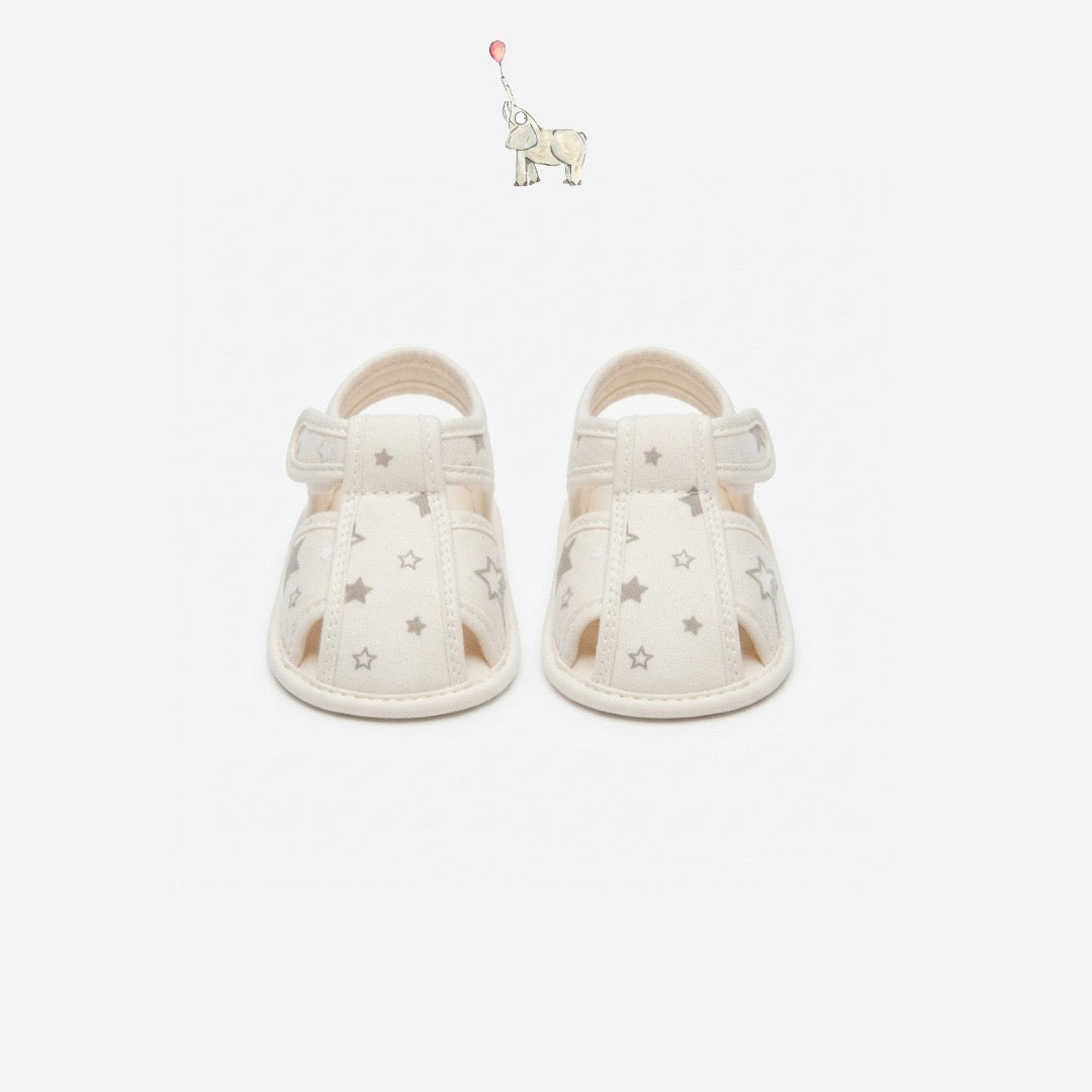 Mammyeve Baby Sandals Shoes 1Y | Cream Star Pattern
