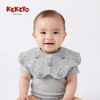 Kekeyo Baby Bibs - Heather Grey Sitting Bear Motif