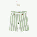 Abel & Lula Green White Strip Linen