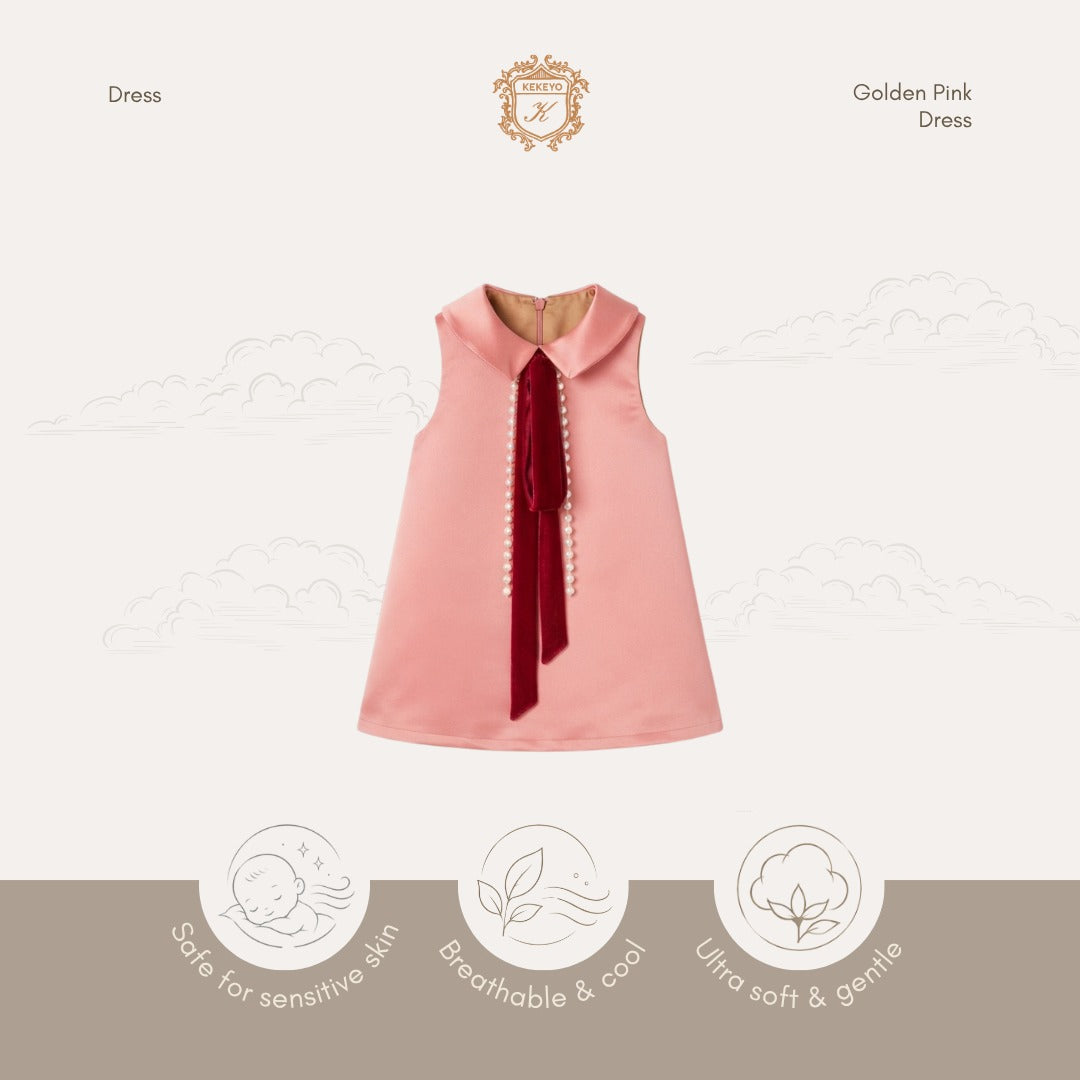 Kekeyo Golden Pink Dress | 6M 1Y 2Y 4Y | Free Box