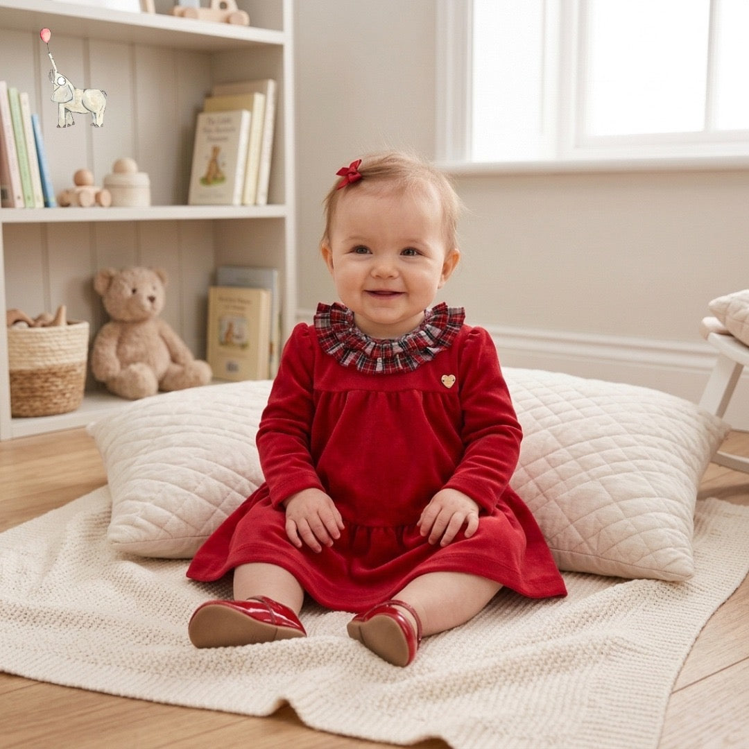 Monalisa Tartan Collar Chenille Dress | 9M