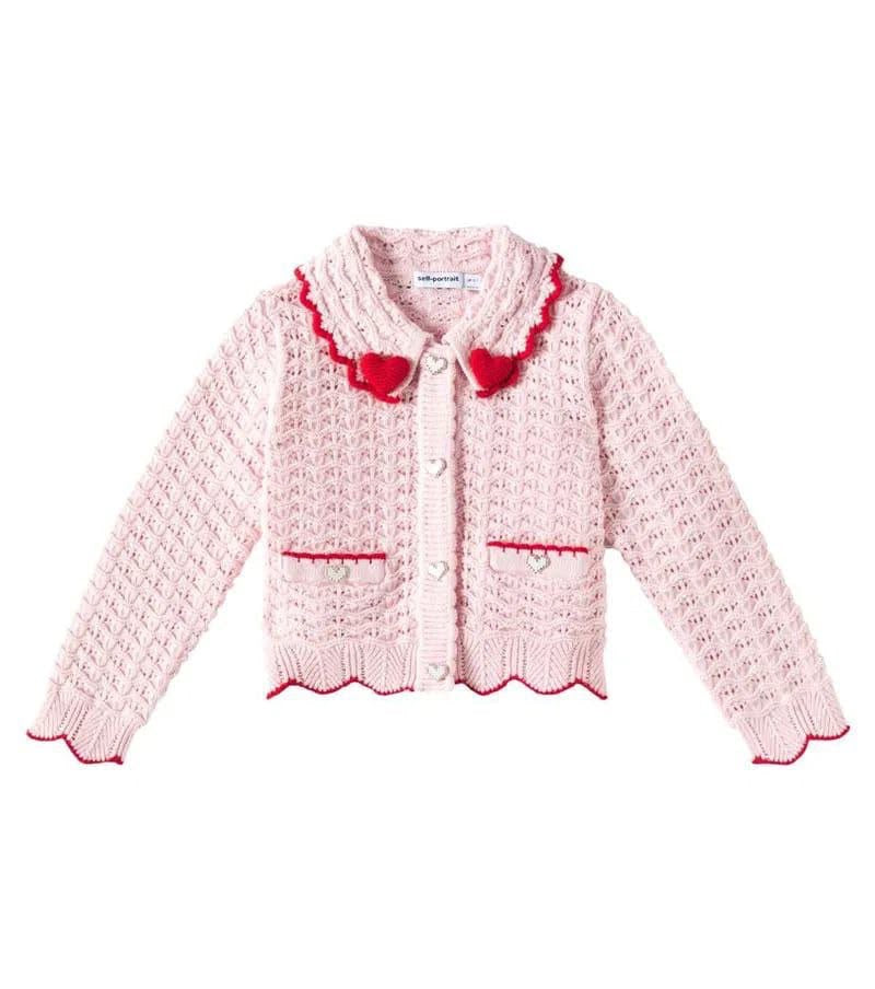 Self Potrait Embroidered Cotton Blend Cardigan | 4-5Y