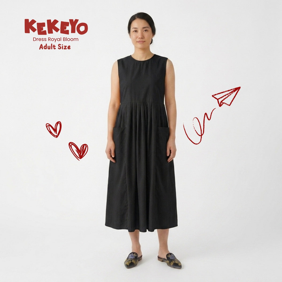 Kekeyo Dress Royal Bloom Black | 8Y 10Y 12Y S M L