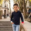 Moncler Enfant logo-patch long-sleeved Polo Shirt | 12Y