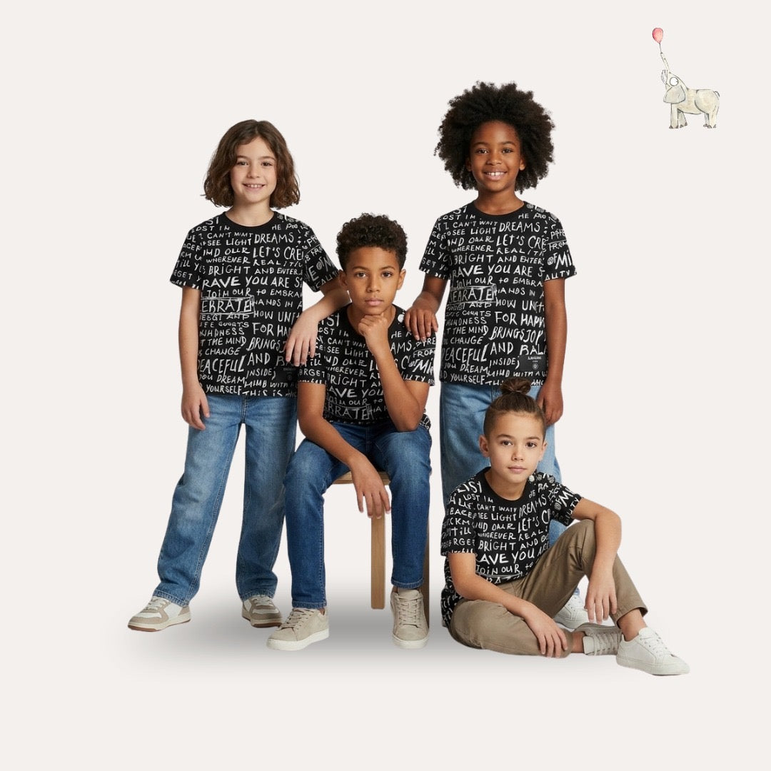 Balmain Kids All-Over Graphic Lettering T-Shirt | 10Y