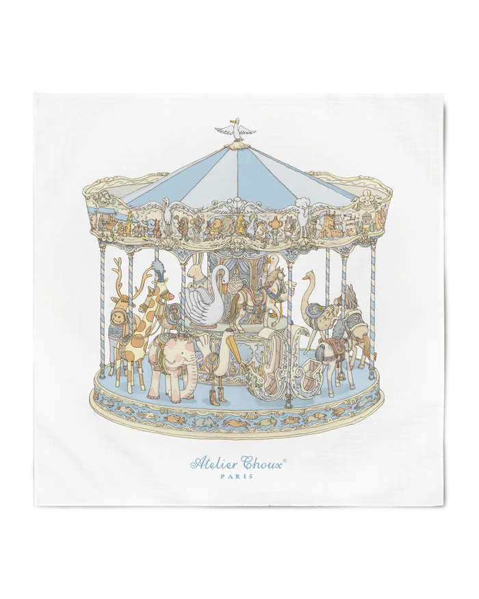 Atelier Choux Carré Swaddle - Carousel Blue  100x100cm | Babybrandedshop