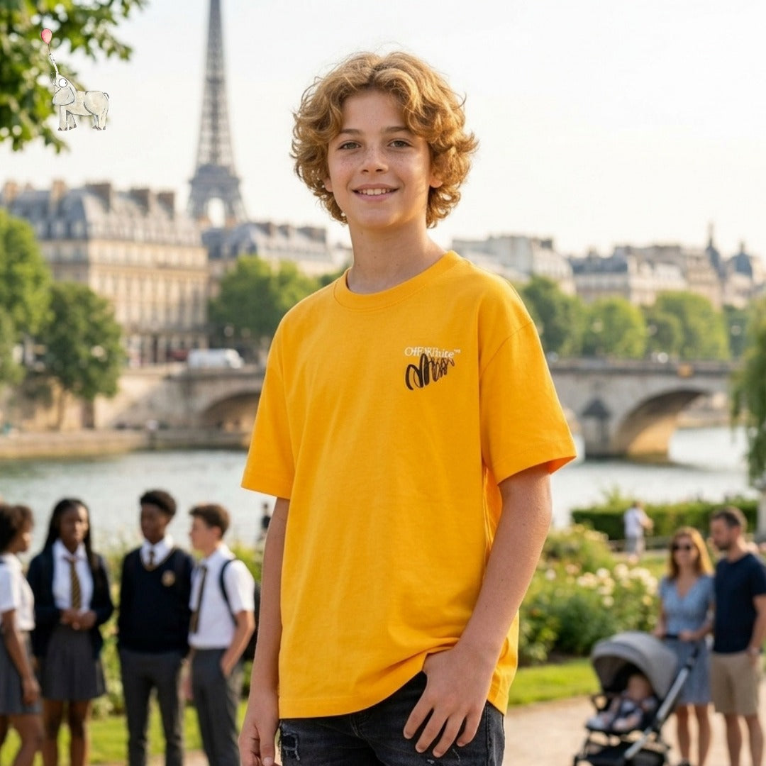 Off-White Arrow Sketch T-Shirt in Yellow White | 12Y